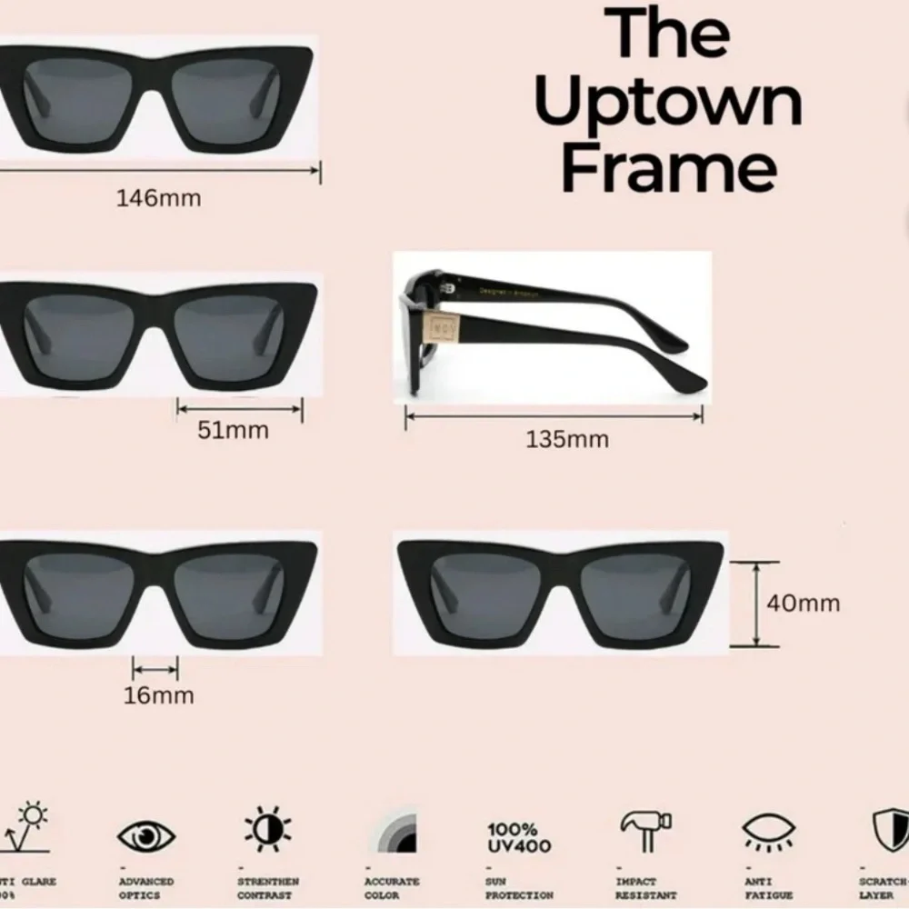 INDY SUNGLASSES Polarized Lenses, Style Uptown Sunglasses, Apricot Color